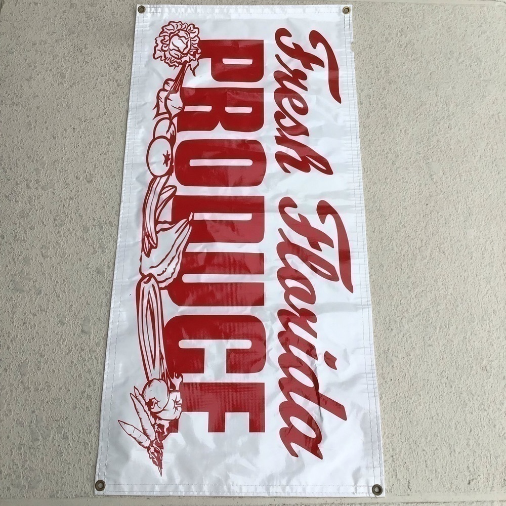 Florida Produce 4’ Banner Farmers Market Stall Sign Thick Vinyl Corner Grommets - Picture 2 of 14